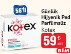 KOTEX GÜNLÜK HİJYENİK PED PARFÜMSÜZ 56'LI